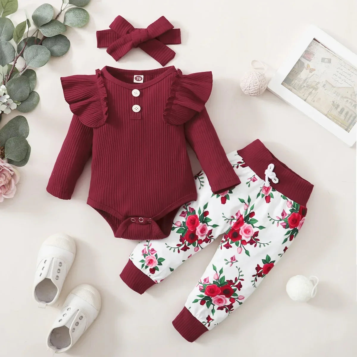 Girls Bodysuit with Floral Pants
