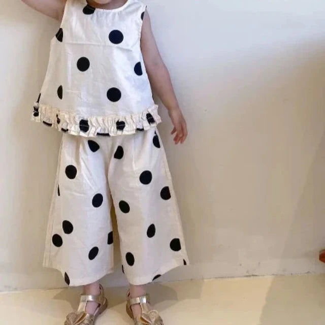 Girls Polka Dot Bottom Top And Pants