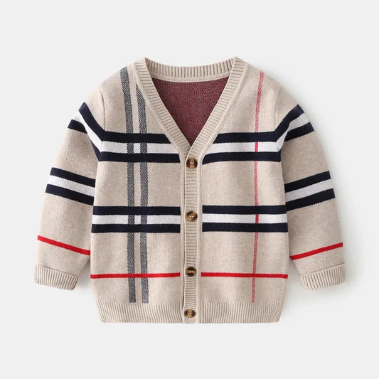 Unisex Plaid Sweater -Beige
