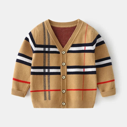Unisex Plaid Cardigan- Mustard