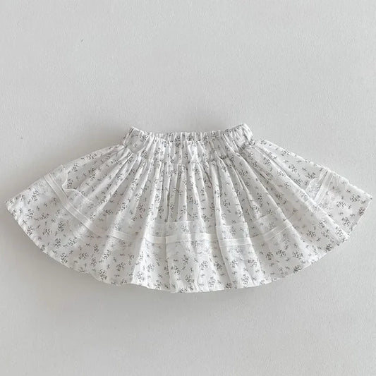 Girls Floral Print Soft Pleated Skirt