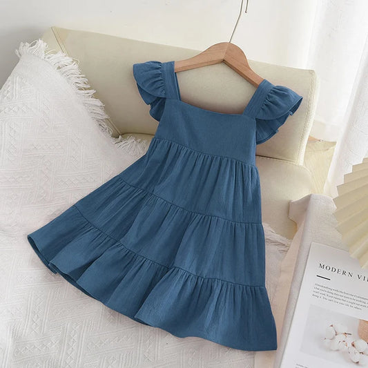 Girls Sleeveless Ruffle Dress