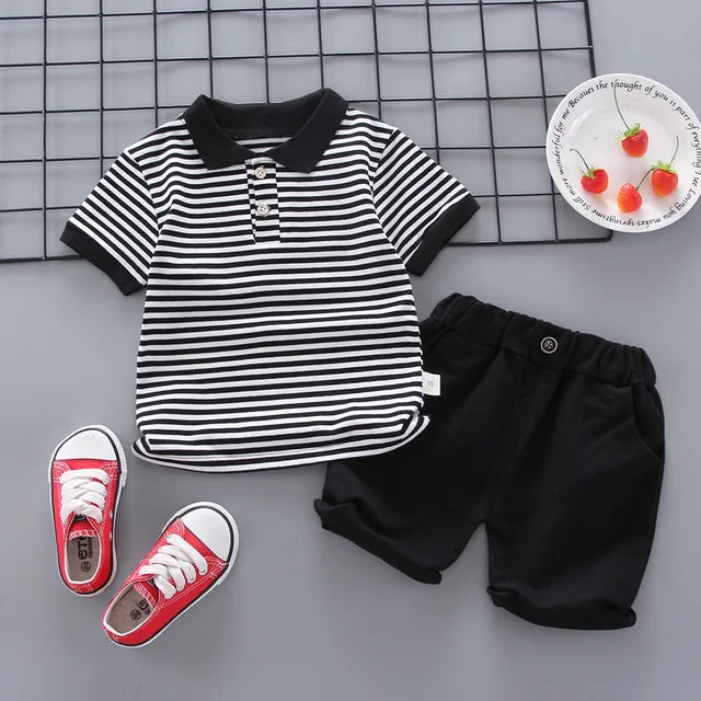 Boys Thin Striped T-Shirt And Shorts