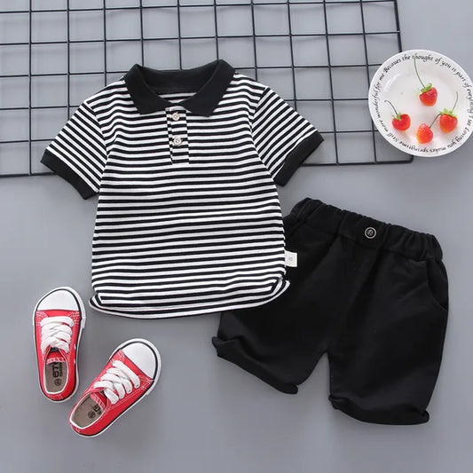 Boys Thin Striped T-Shirt And Shorts