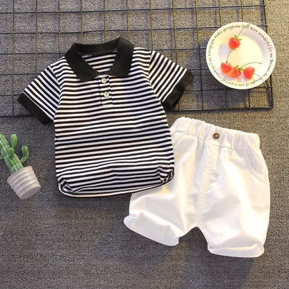 Boys Thin Striped T-Shirt And Shorts