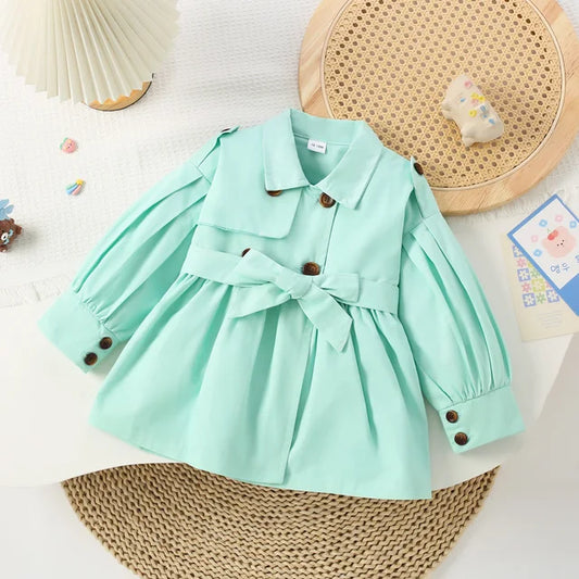 Girls Stylish Mid-Length Trench Coat