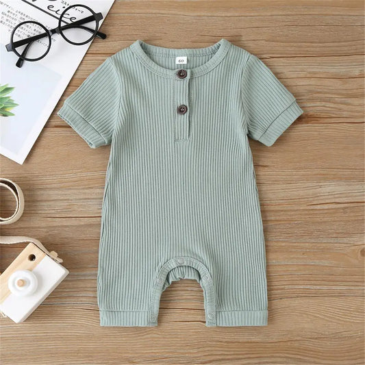Boys Short Sleeve Ribbed Romper