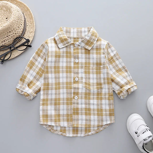 Boys Yellow Check Shirt