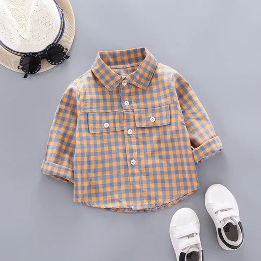 Boys Orange Check Shirt