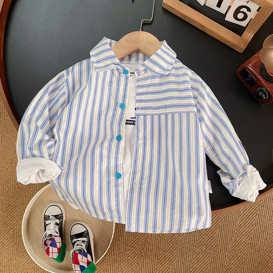 Boys Blue Striped Shirt