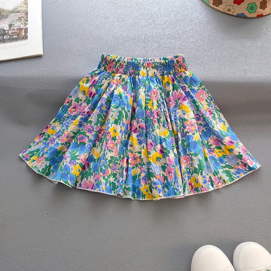 Girls Princess Pleated Print Skirts