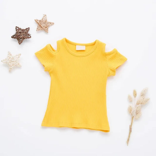 Girls Shoulder Cut-out Sleeve Tee