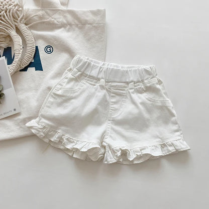 Girls Elastic Waist Ruffle Shorts