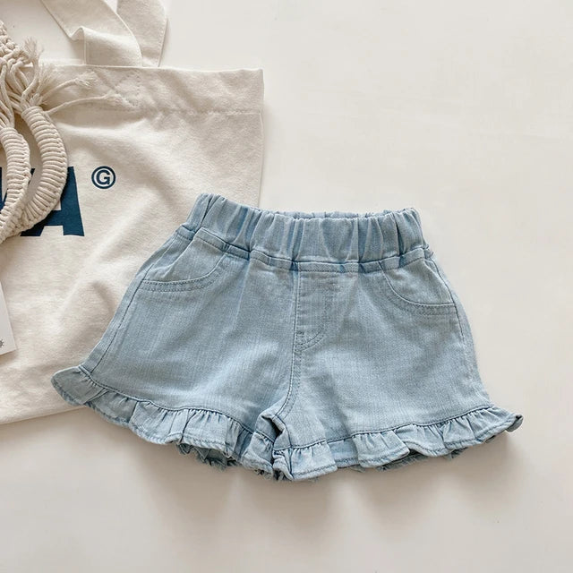 Girls Elastic Waist Ruffle Shorts