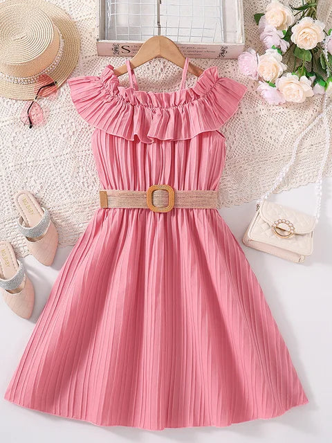Girls Short Sleeved Off-The-Shoulder Dress