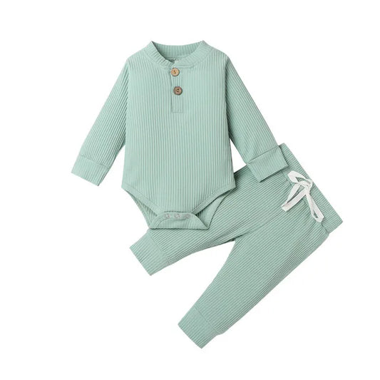 Unisex Baby Ribbed Romper and Pant Set