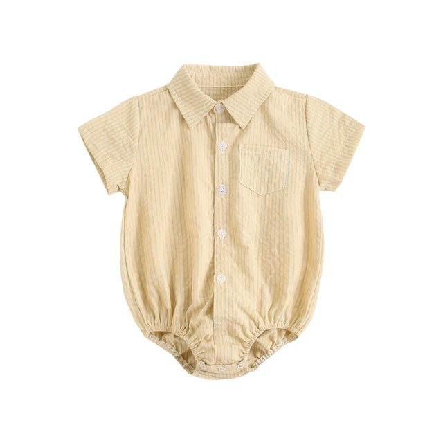Boys Short Sleeve Check Romper