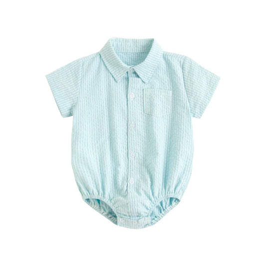 Boys Short Sleeve Stripe Romper