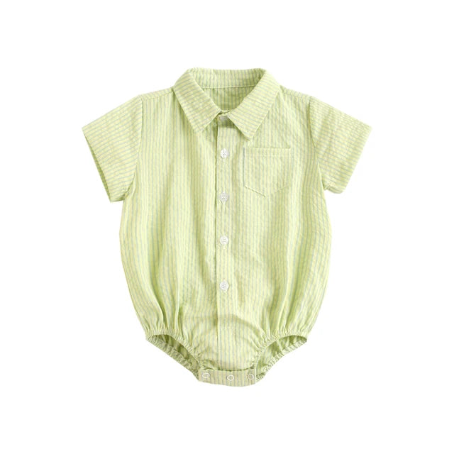 Boys Short Sleeve Check Romper