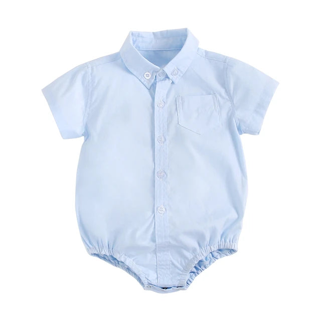 Boys Short Sleeve Check Romper