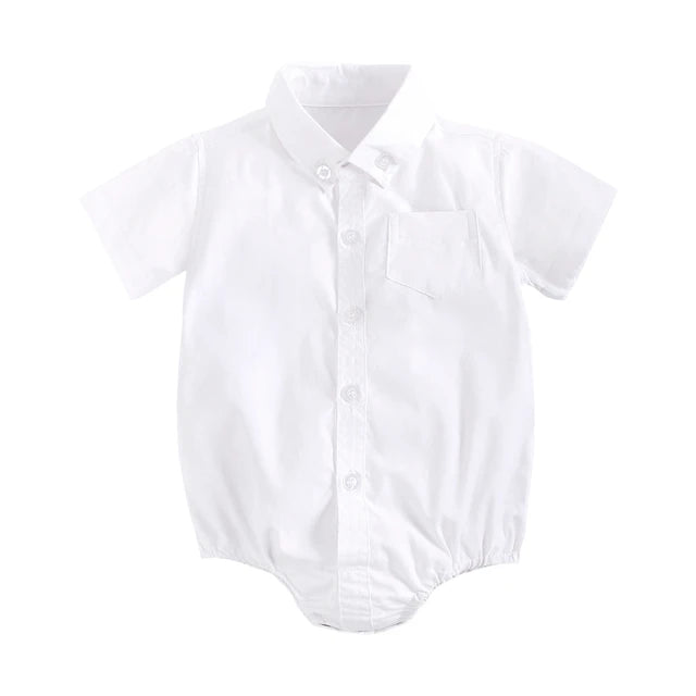 Boys Short Sleeve Check Romper
